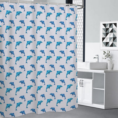Watercolor Dolphin Pattern Print Premium Shower Curtain