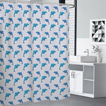 Watercolor Dolphin Pattern Print Premium Shower Curtain