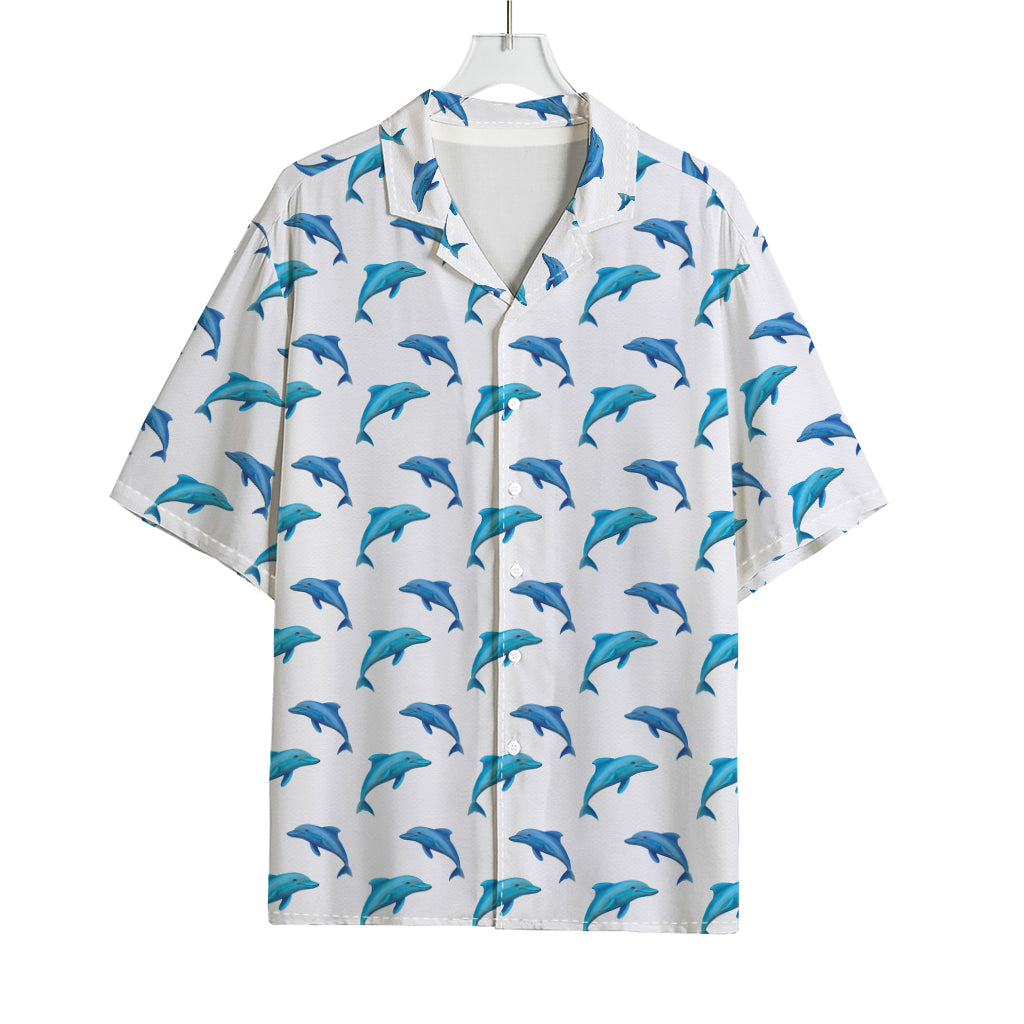 Watercolor Dolphin Pattern Print Rayon Hawaiian Shirt