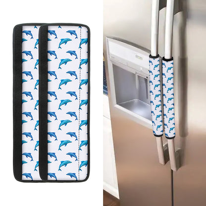 Watercolor Dolphin Pattern Print Refrigerator Handle Covers