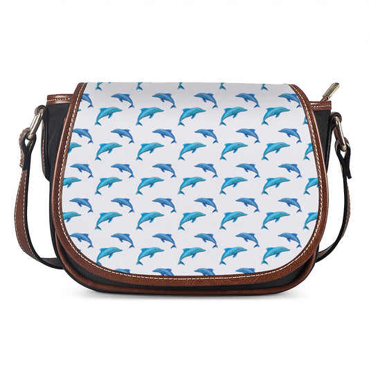 Watercolor Dolphin Pattern Print Saddle Bag