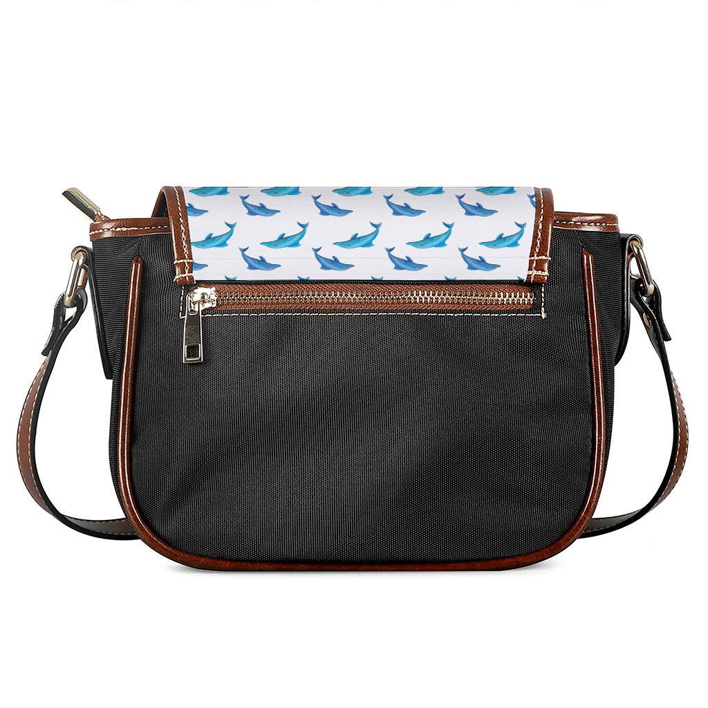Watercolor Dolphin Pattern Print Saddle Bag