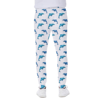 Watercolor Dolphin Pattern Print Scuba Joggers