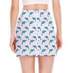 Watercolor Dolphin Pattern Print Side Slit Mini Skirt