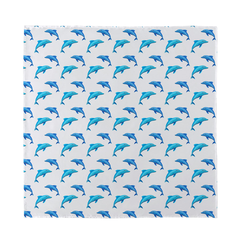 Watercolor Dolphin Pattern Print Silk Bandana