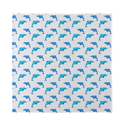Watercolor Dolphin Pattern Print Silk Bandana
