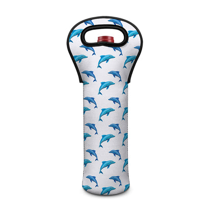 Watercolor Dolphin Pattern Print Single Neoprene Wine Tote