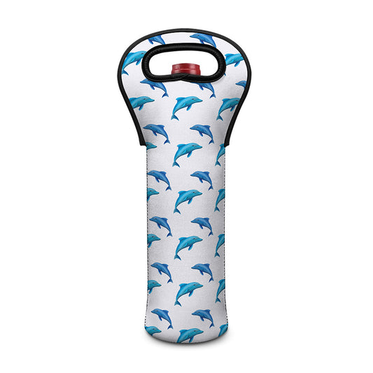Watercolor Dolphin Pattern Print Single Neoprene Wine Tote