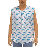 Watercolor Dolphin Pattern Print Sleeveless Baseball Jersey