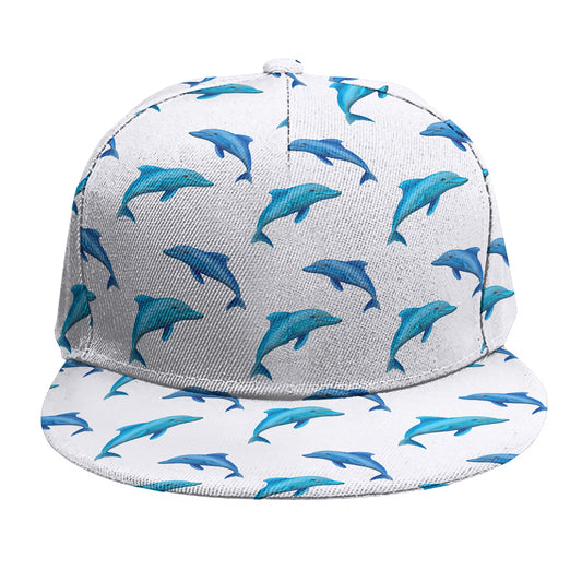 Watercolor Dolphin Pattern Print Snapback Cap