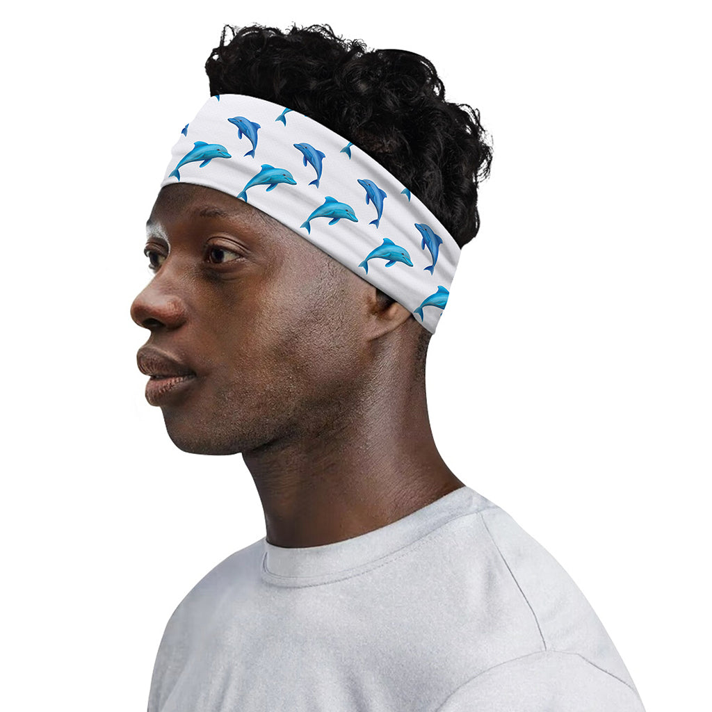 Watercolor Dolphin Pattern Print Sports Headband