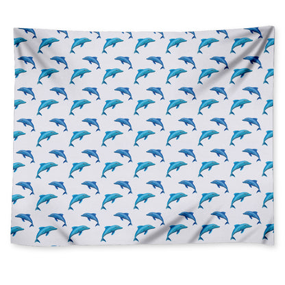 Watercolor Dolphin Pattern Print Tapestry
