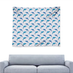 Watercolor Dolphin Pattern Print Tapestry