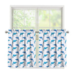 Watercolor Dolphin Pattern Print Tier Curtains