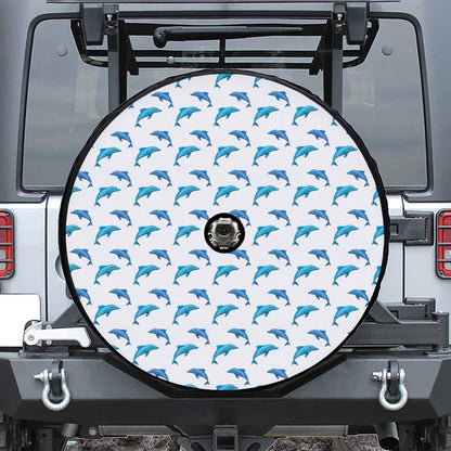 Watercolor Dolphin Pattern Print Tire Cover With Camera Hole