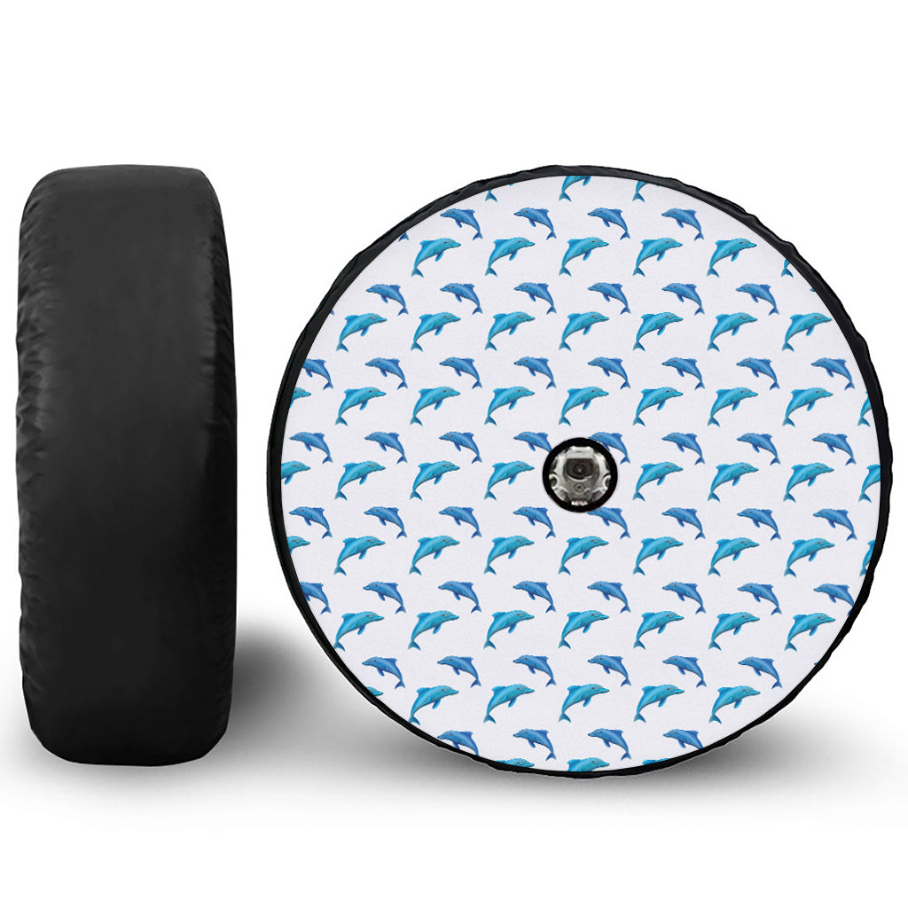 Watercolor Dolphin Pattern Print Tire Cover With Camera Hole