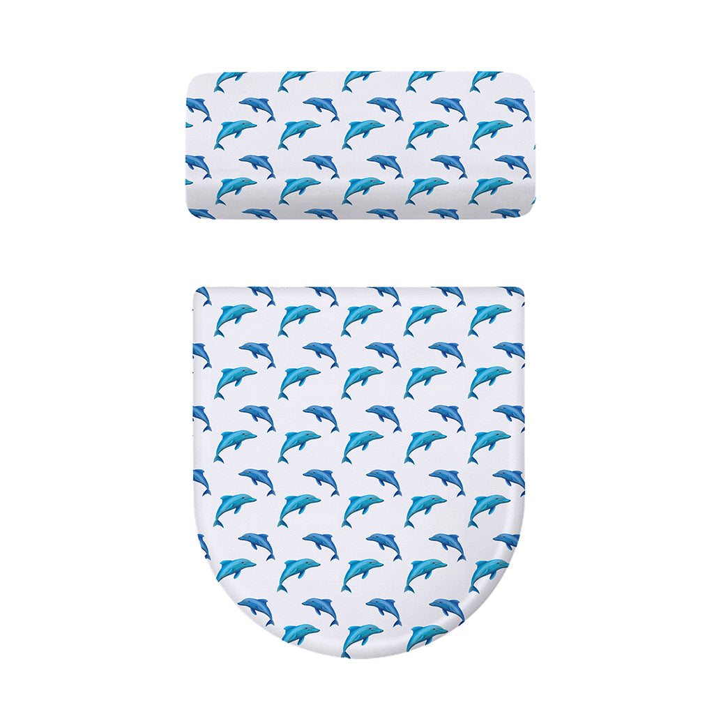 Watercolor Dolphin Pattern Print Toilet Lid And Tank Cover Set