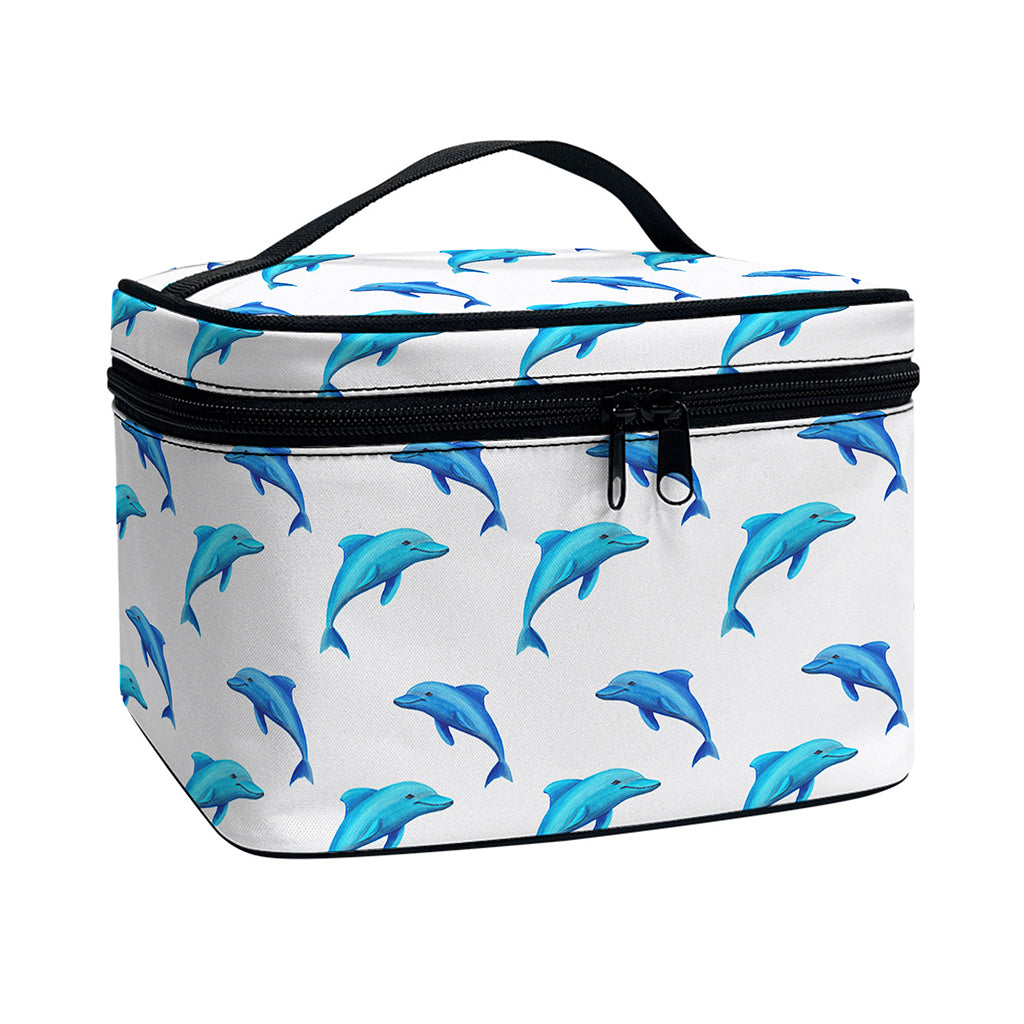 Watercolor Dolphin Pattern Print Travel Makeup Bag