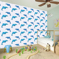 Watercolor Dolphin Pattern Print Wall Sticker