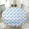 Watercolor Dolphin Pattern Print Waterproof Round Tablecloth