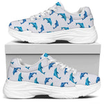 Watercolor Dolphin Pattern Print White Chunky Shoes