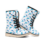 Watercolor Dolphin Pattern Print Winter Boots