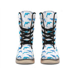 Watercolor Dolphin Pattern Print Winter Boots