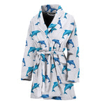 Watercolor Dolphin Pattern Print Women's Bathrobe