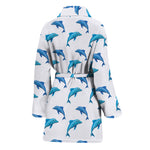 Watercolor Dolphin Pattern Print Women's Bathrobe