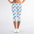 Watercolor Dolphin Pattern Print Women's Capri Leggings