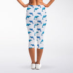 Watercolor Dolphin Pattern Print Women's Capri Leggings