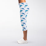 Watercolor Dolphin Pattern Print Women's Capri Leggings