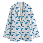 Watercolor Dolphin Pattern Print Women's Cotton Blazer