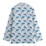 Watercolor Dolphin Pattern Print Women's Cotton Blazer