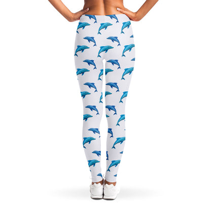 Watercolor Dolphin Pattern Print Women's Leggings
