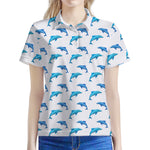 Watercolor Dolphin Pattern Print Women's Polo Shirt