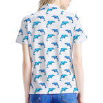 Watercolor Dolphin Pattern Print Women's Polo Shirt