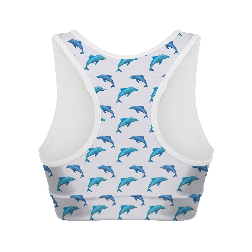 Watercolor Dolphin Pattern Print Women's Sports Bra