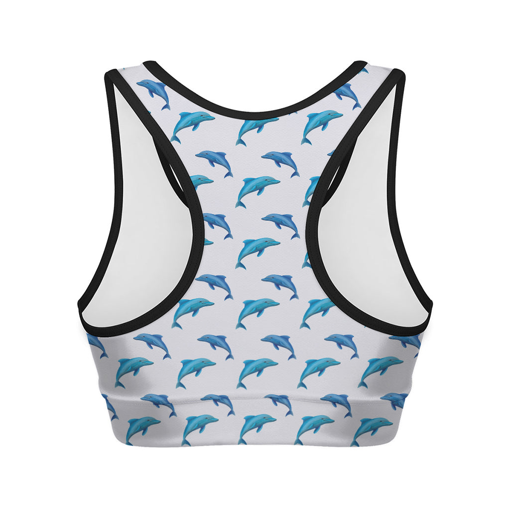 Watercolor Dolphin Pattern Print Women's Sports Bra