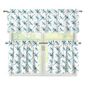 Watercolor Dragonfly Pattern Print 3 Piece Kitchen Curtains