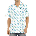 Watercolor Dragonfly Pattern Print Aloha Shirt