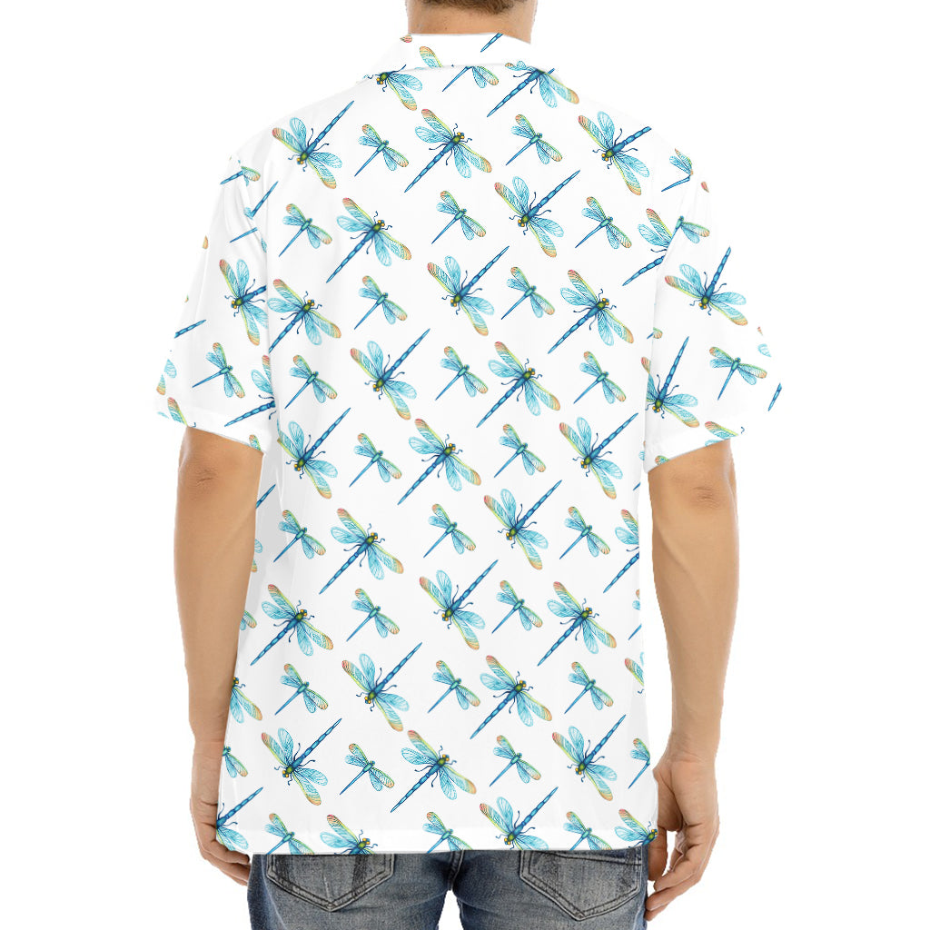 Watercolor Dragonfly Pattern Print Aloha Shirt