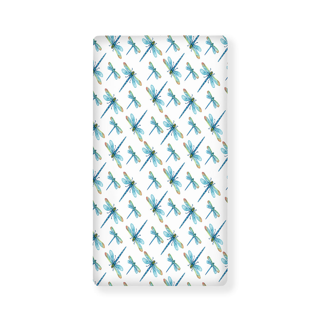 Watercolor Dragonfly Pattern Print Baby Crib Sheet
