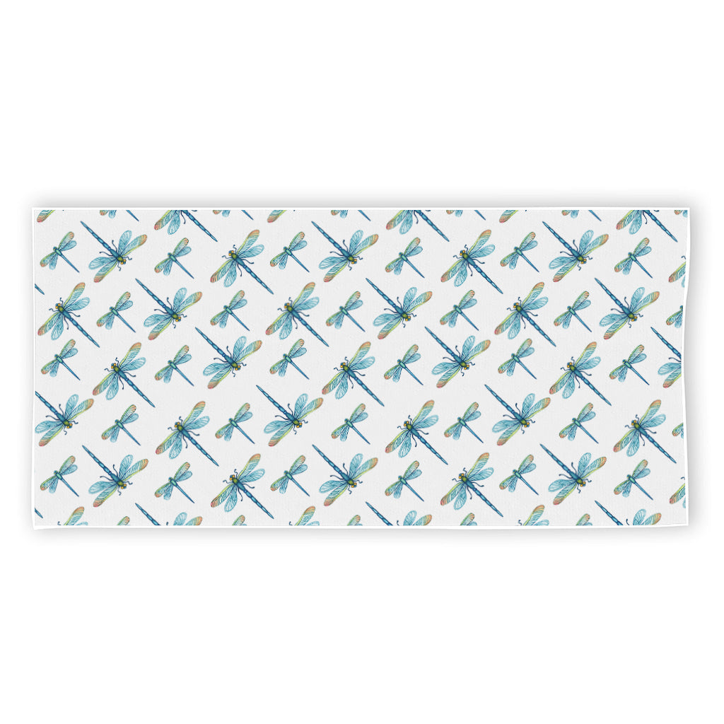 Watercolor Dragonfly Pattern Print Beach Towel