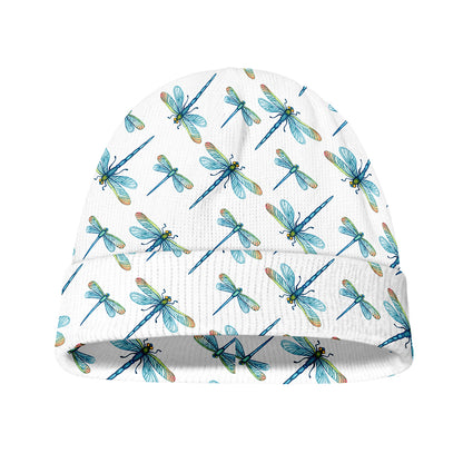 Watercolor Dragonfly Pattern Print Beanie