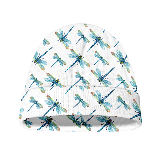 Watercolor Dragonfly Pattern Print Beanie