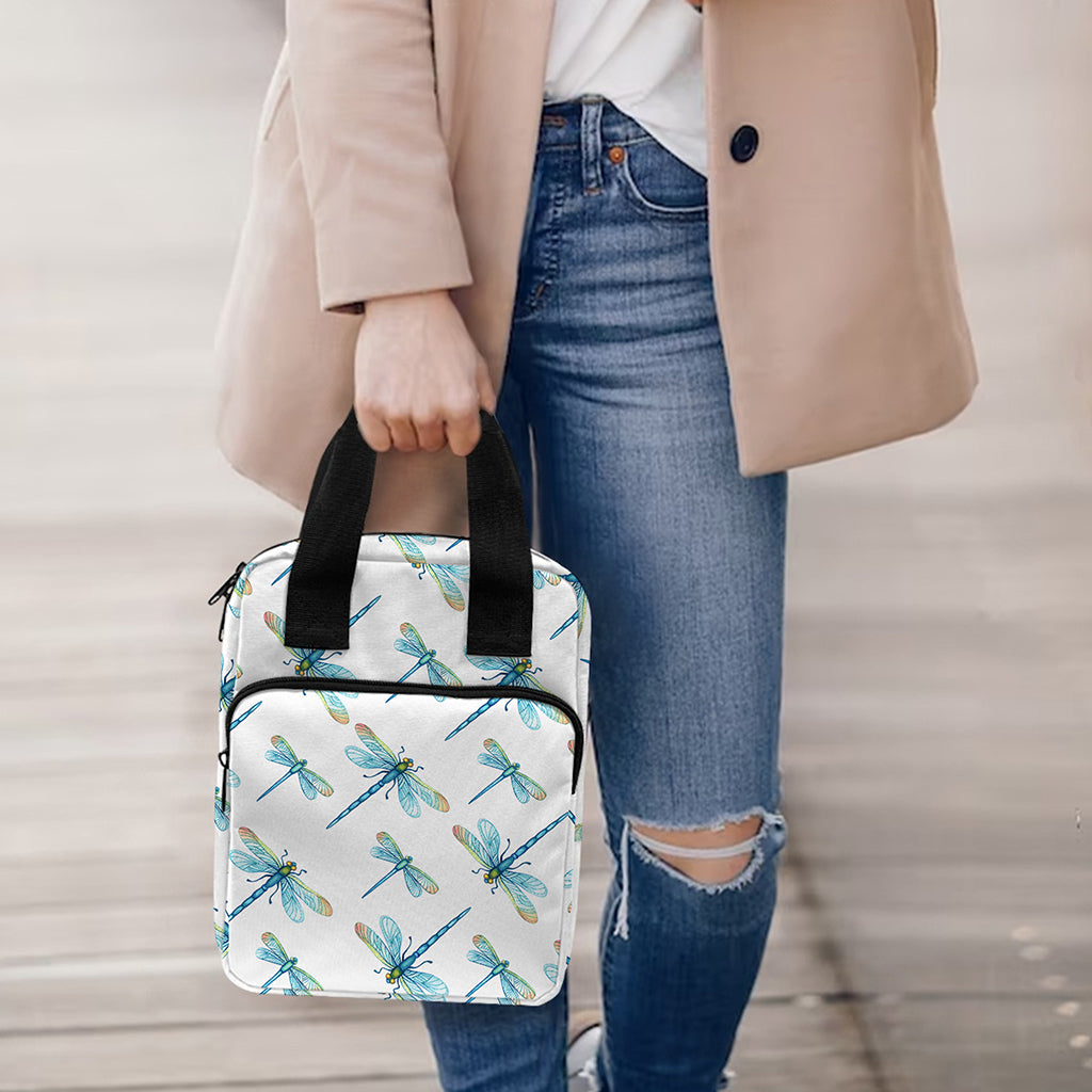 Watercolor Dragonfly Pattern Print Bible Tote Bag