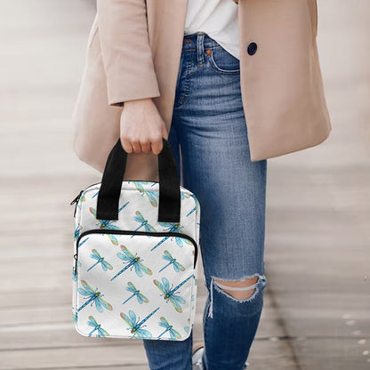 Watercolor Dragonfly Pattern Print Bible Tote Bag