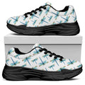 Watercolor Dragonfly Pattern Print Black Chunky Shoes