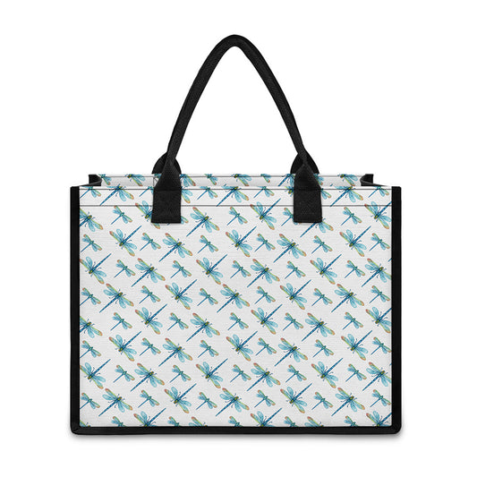 Watercolor Dragonfly Pattern Print Canvas Tote Bag
